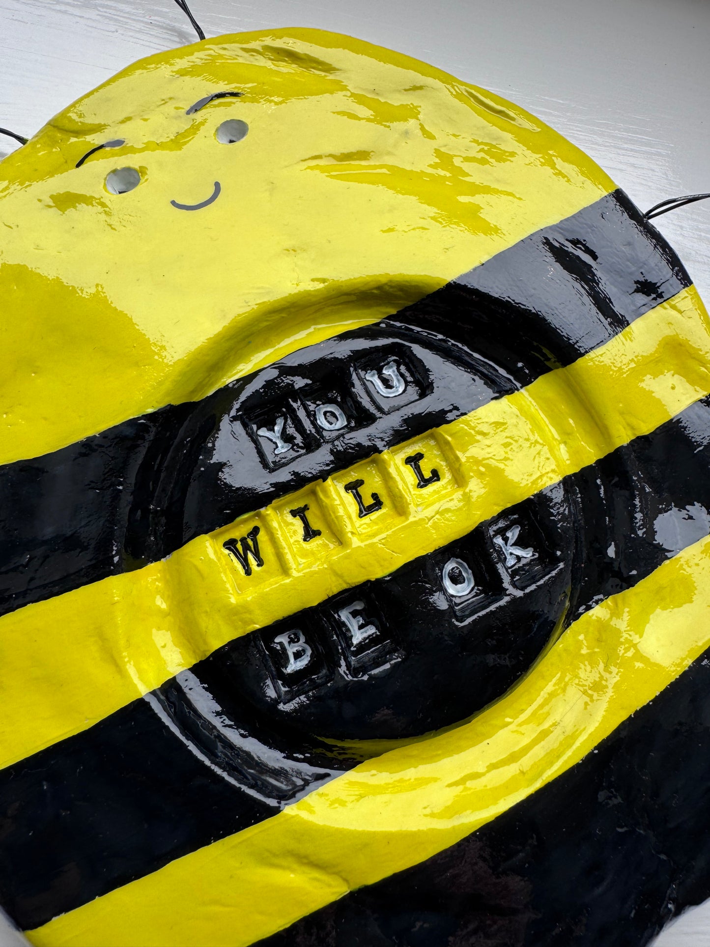 You Will Be Ok Bee Coaster – Handmade Positive Gift | Mental Health Gift UK