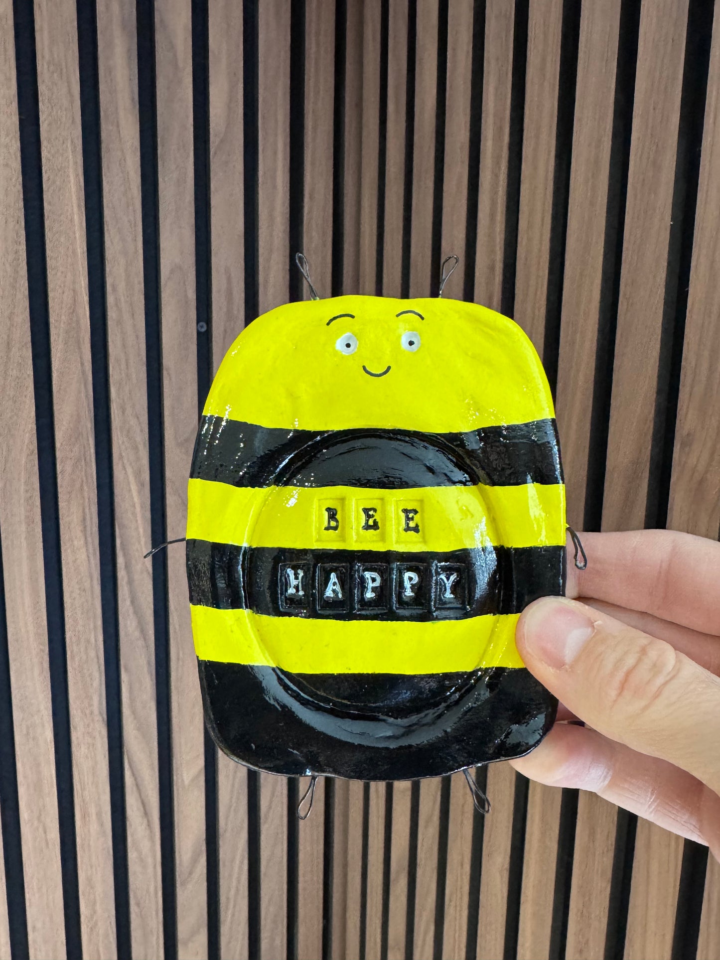 Bee Happy 1-Bee Coaster – Handmade Positive Gift | Mental Health Gift UK