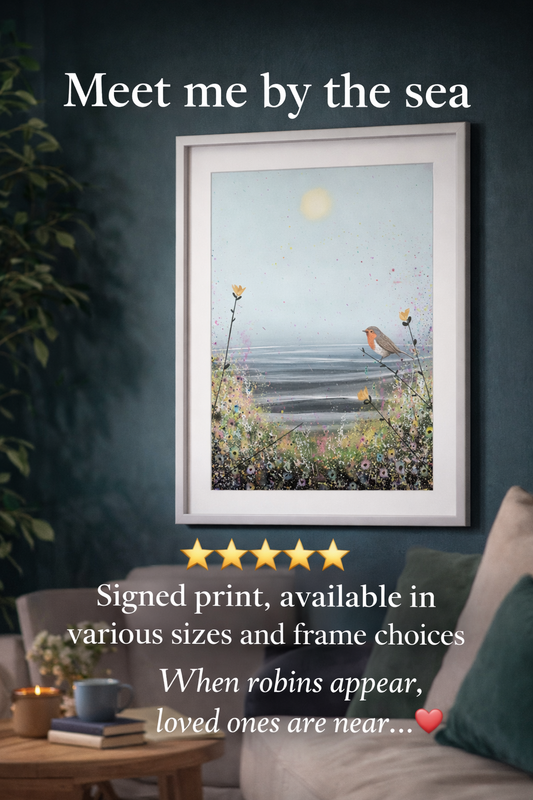 Robin bird artwork expressing unconditional love, remembrance and comfort