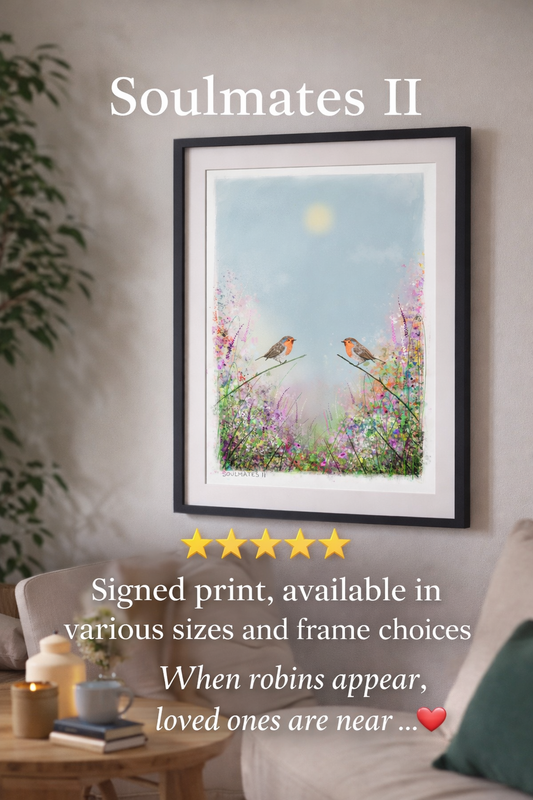 Robin remembrance art print symbolising lost loved ones, sympathy gift artwork