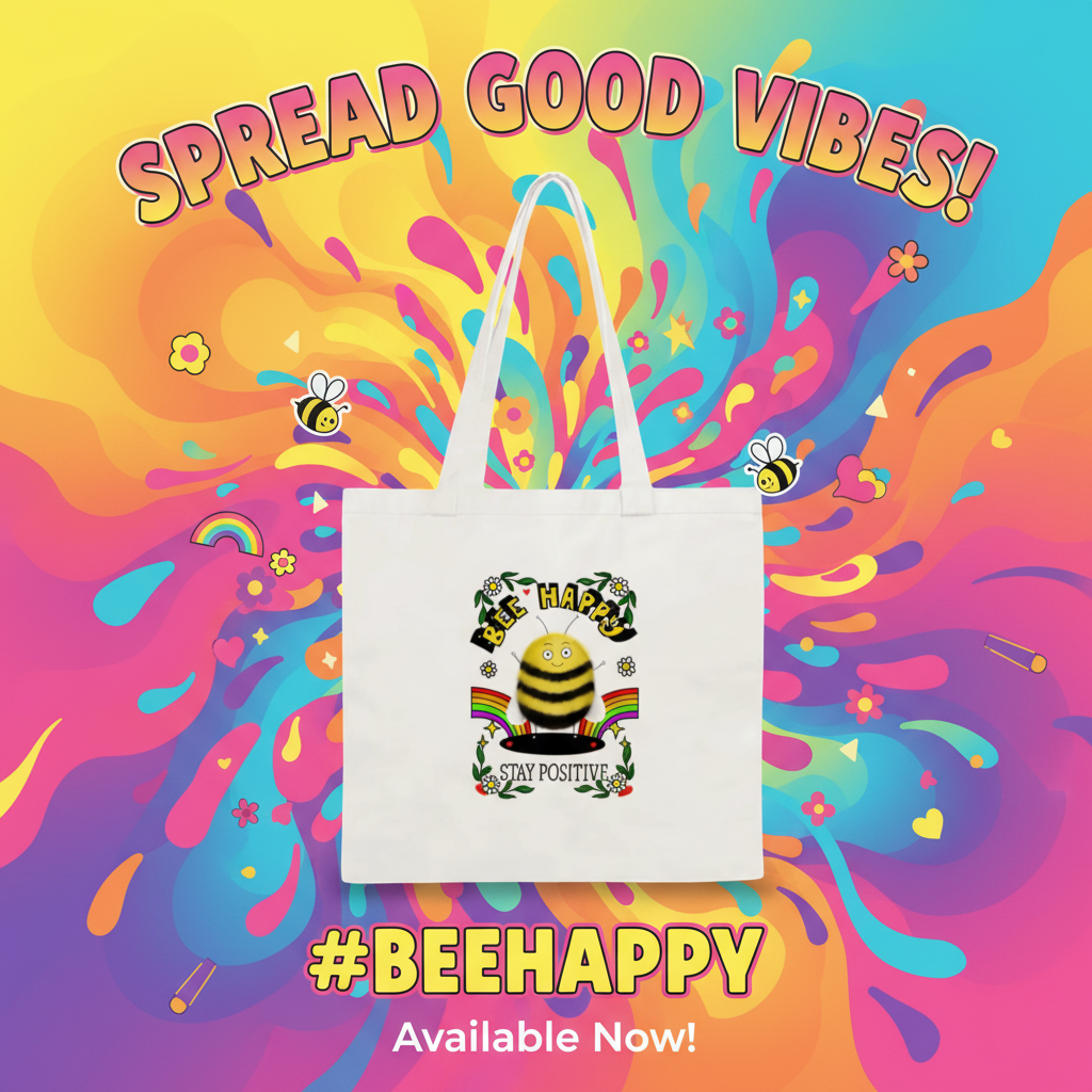 BEE HAPPY Tote Bag - Social Media