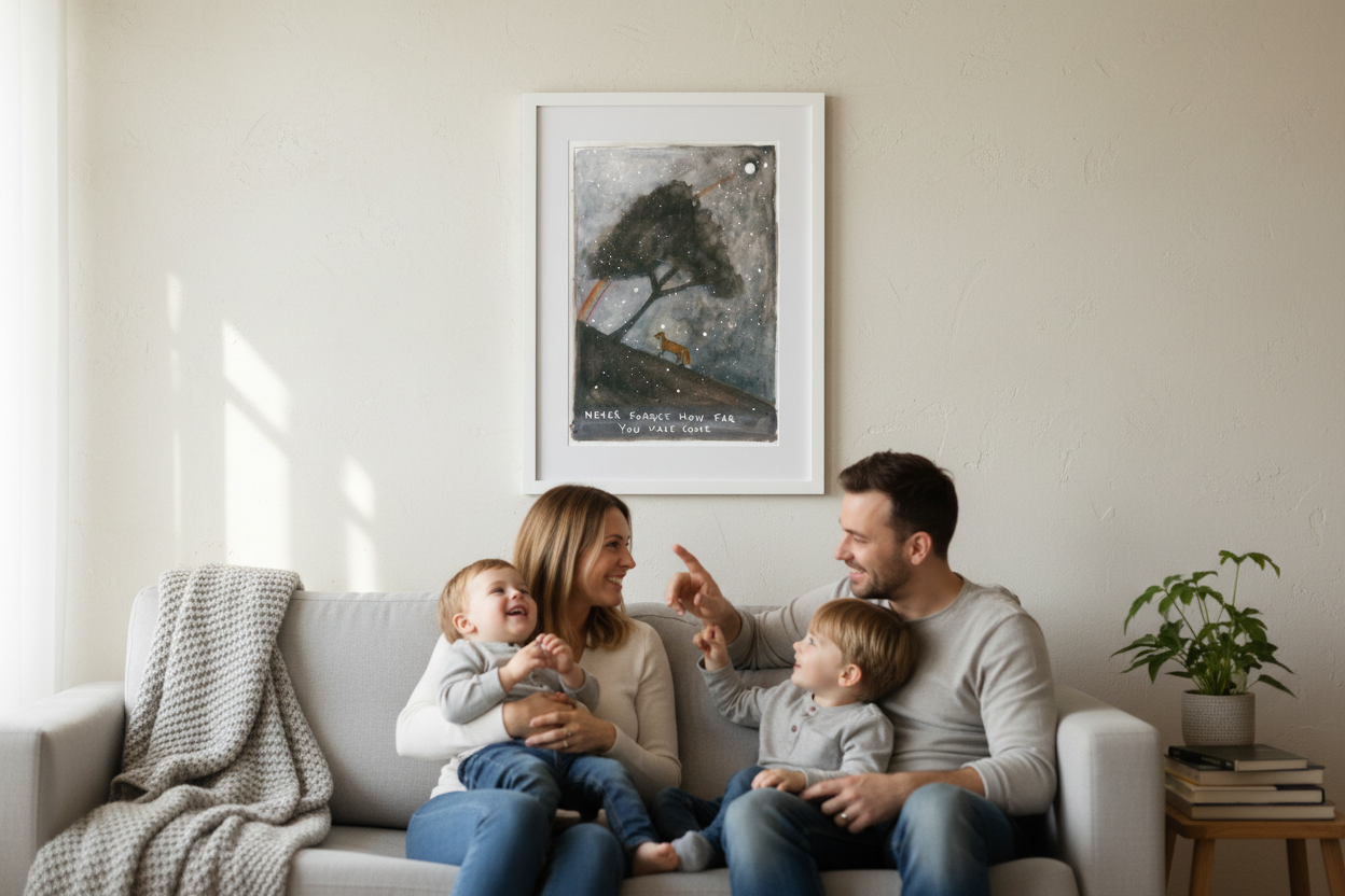Family with White Frame