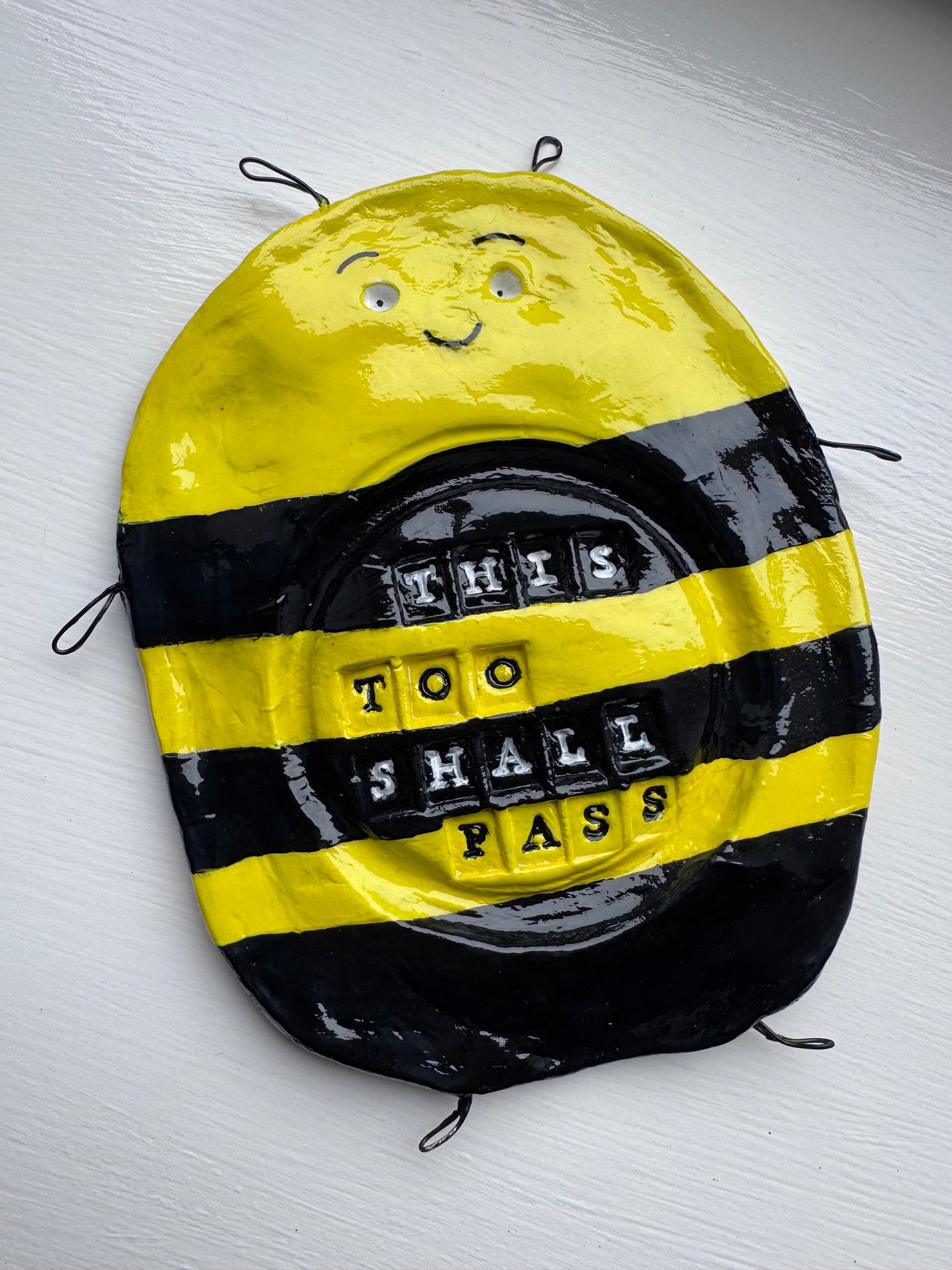 This too shall pass-Bee Coaster – Handmade Positive Gift | Mental Health Gift UK