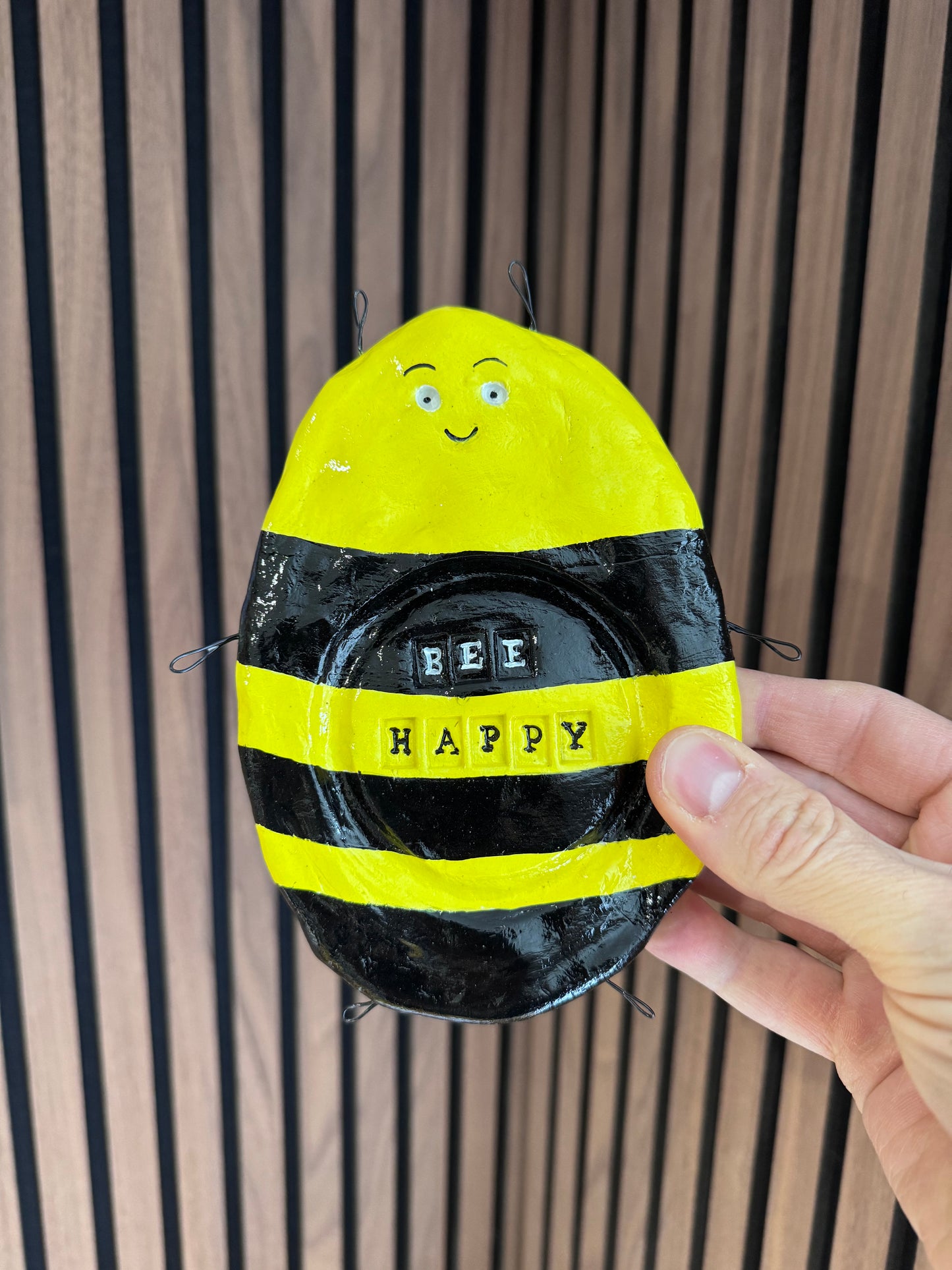 Bee Happy-Bee Coaster – Handmade Positive Gift | Mental Health Gift UK