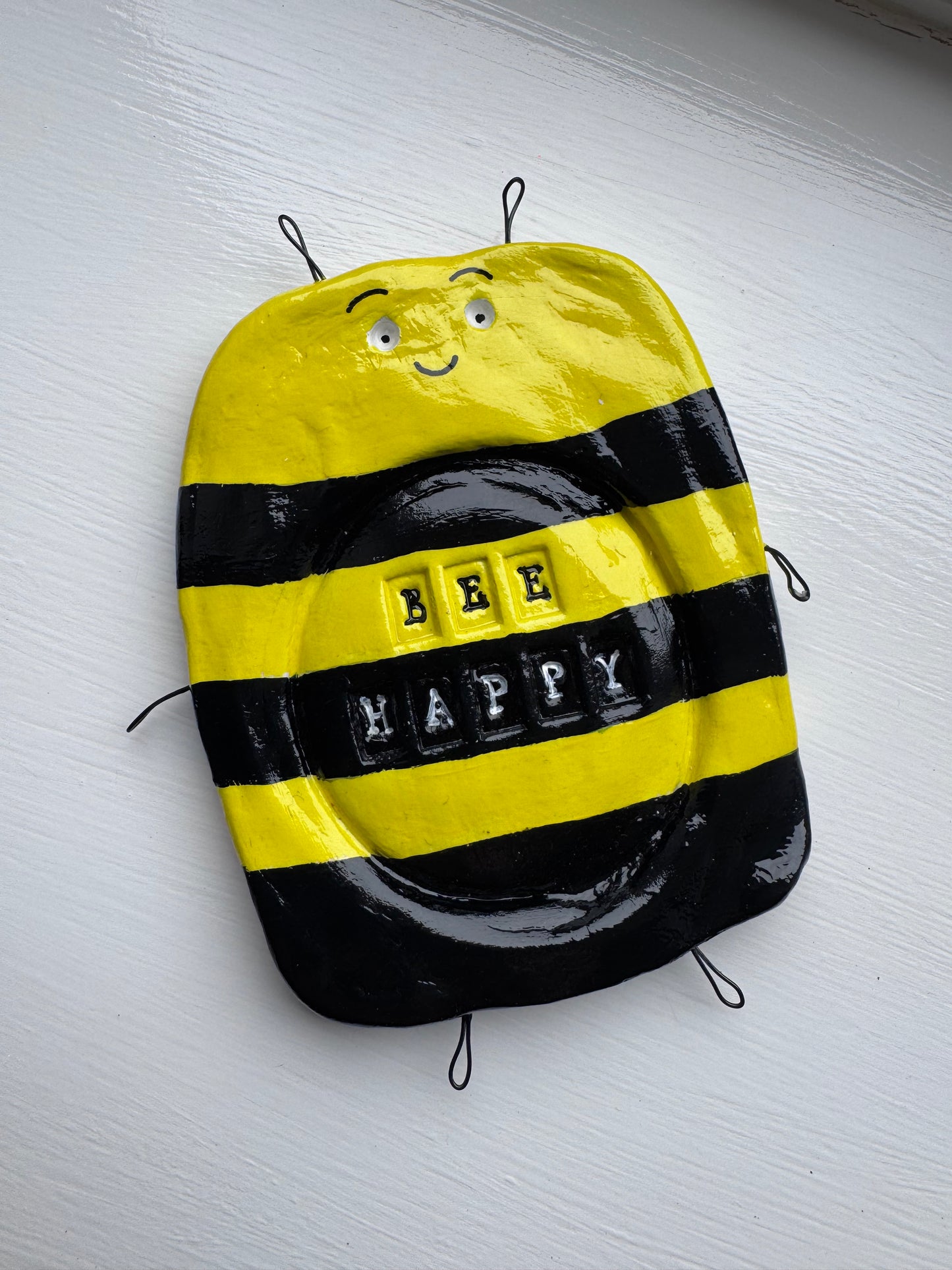 Bee Happy 1-Bee Coaster – Handmade Positive Gift | Mental Health Gift UK
