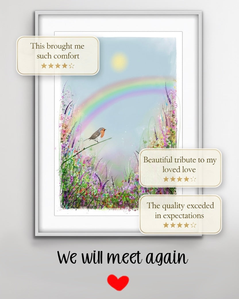 robin remembrance print sympathy gift bereavement wall art UK