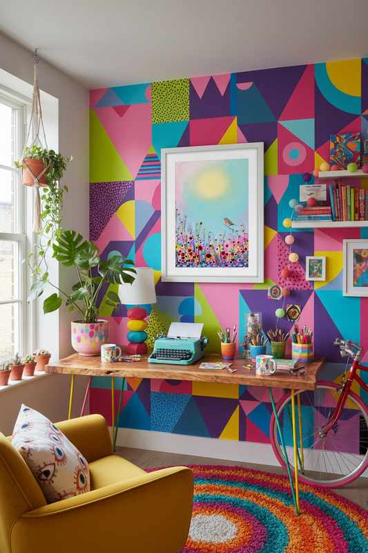 Colorful creative workspace