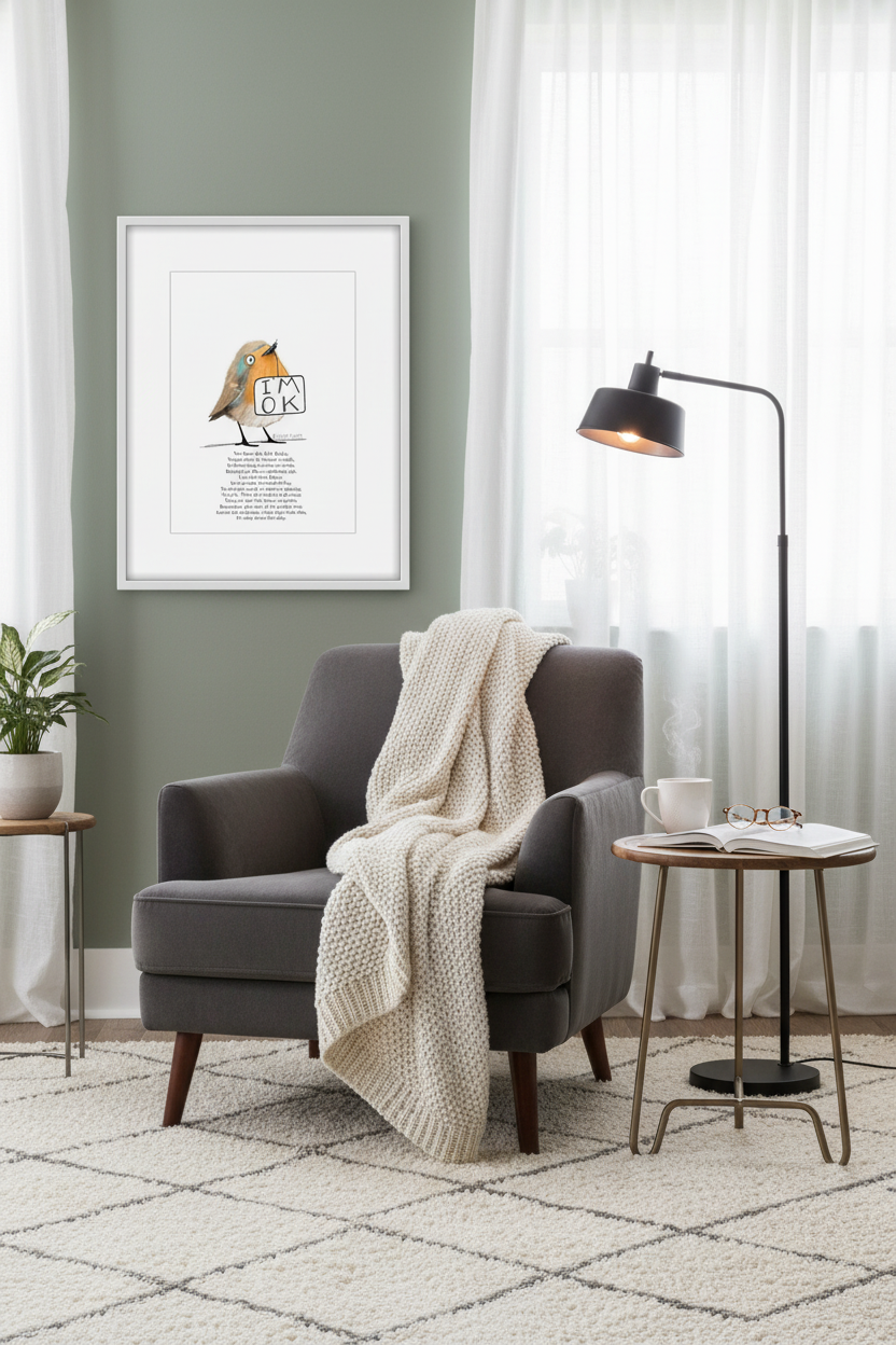 Cozy reading nook with armchair
