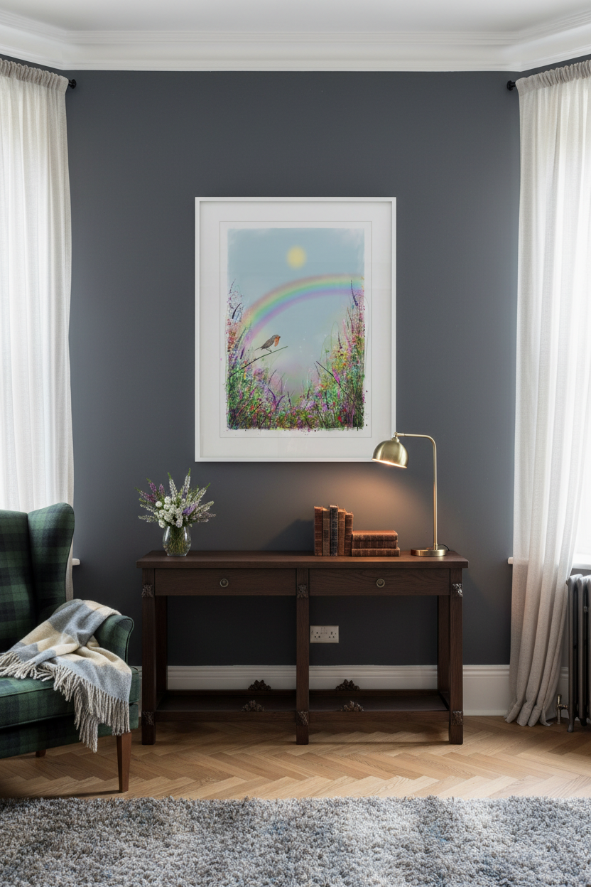 Edinburgh Modern Home with Robin Print