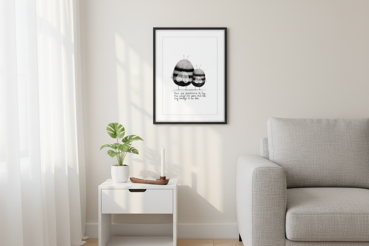 Fly artwork in modern living room