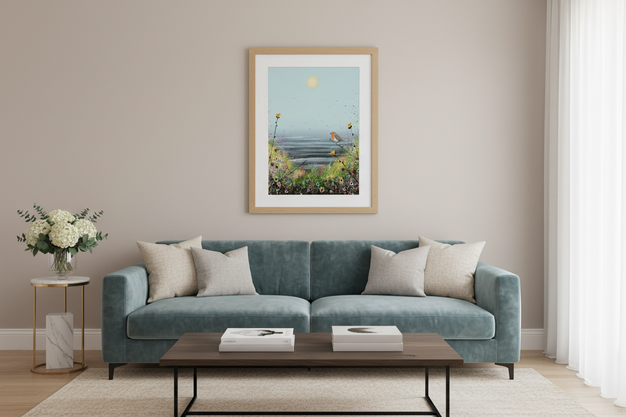 Luxury living room with artwork