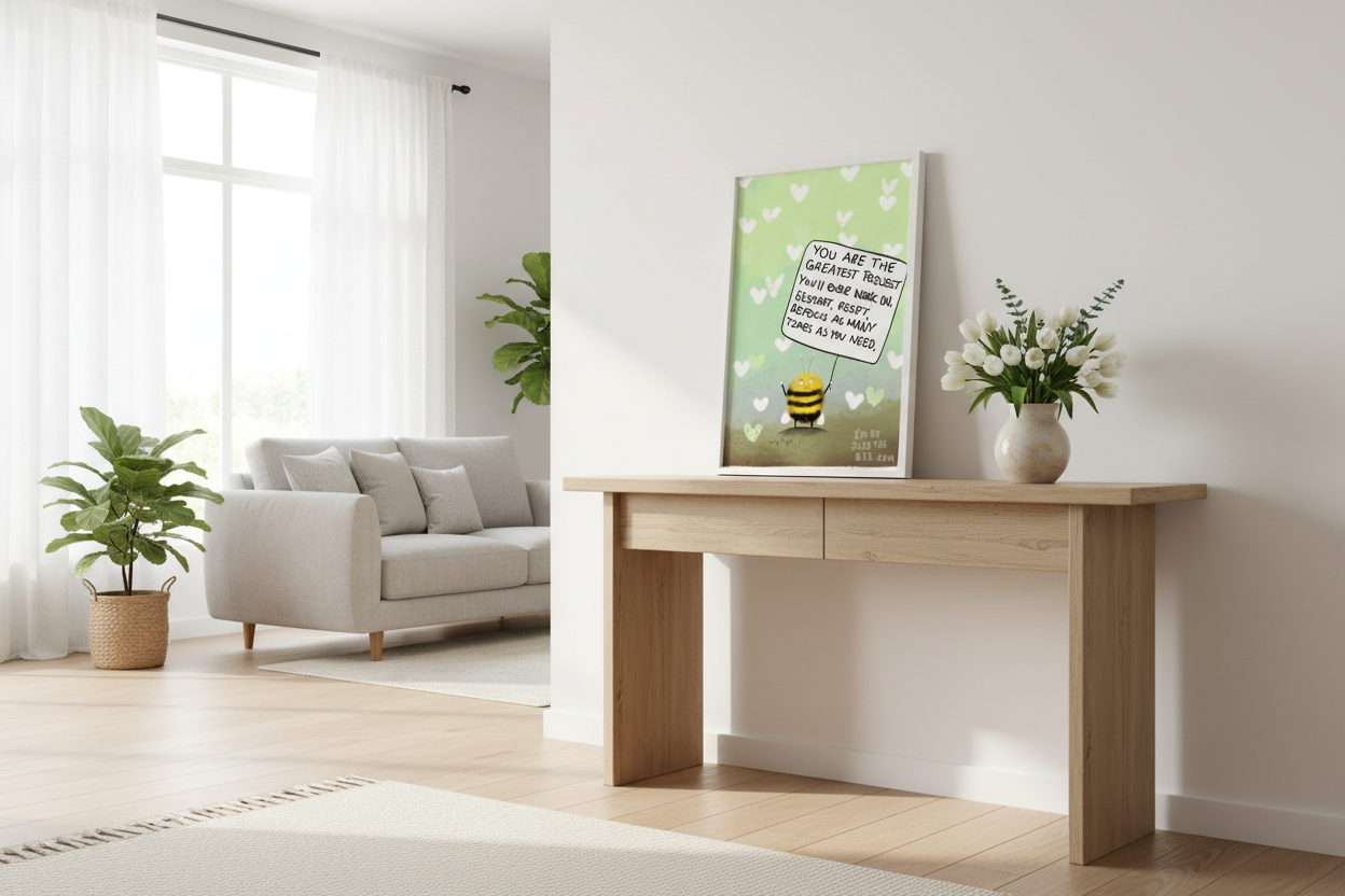Memorial art in modern living room