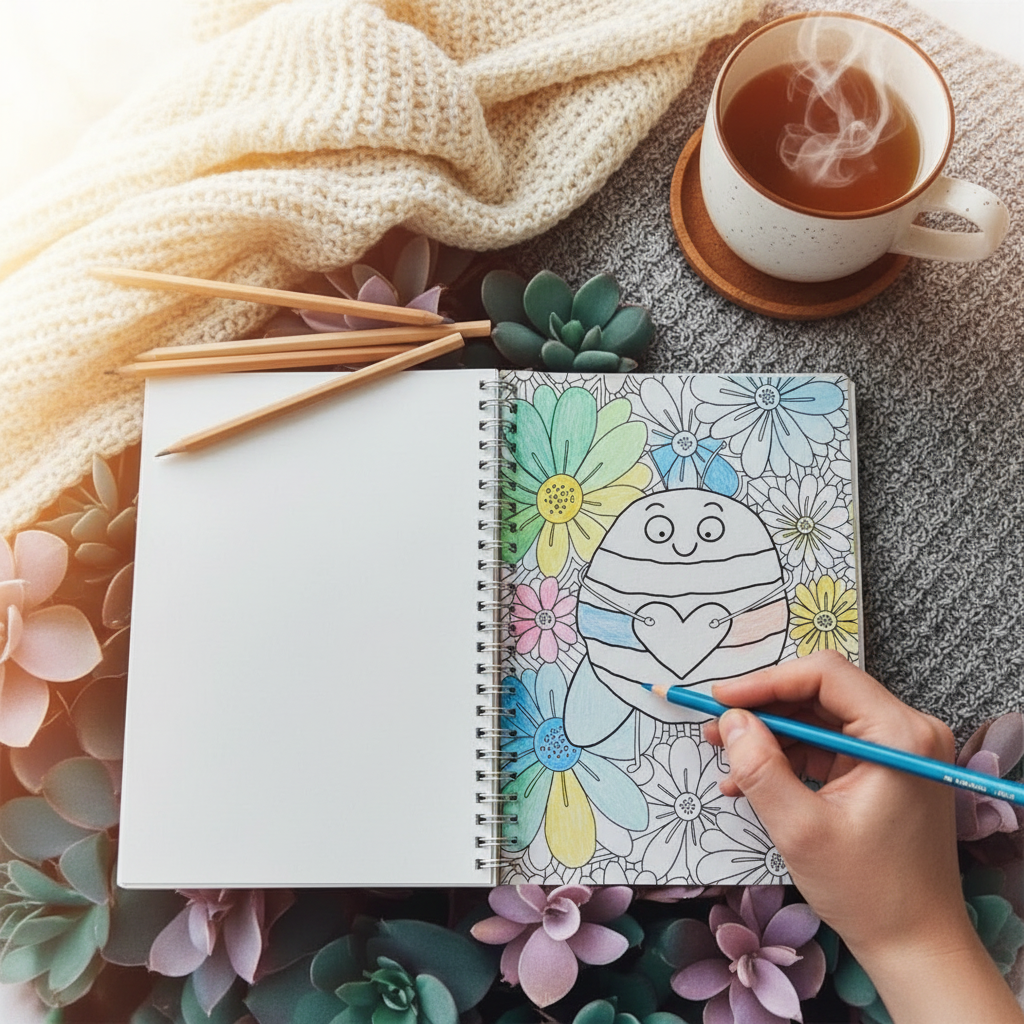 Mindful colouring with actual pages