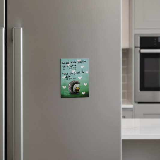 Minimalist close-up of fridge magnet